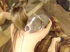 Sweet blonde fucking a dog